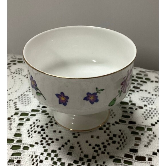 Royal Victoria Violets Fine Bone China England Footed Dessert Sherbert Bowl Cup - Picture 3 of 11